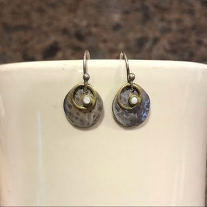 Silpada pearl disc hammered earrings